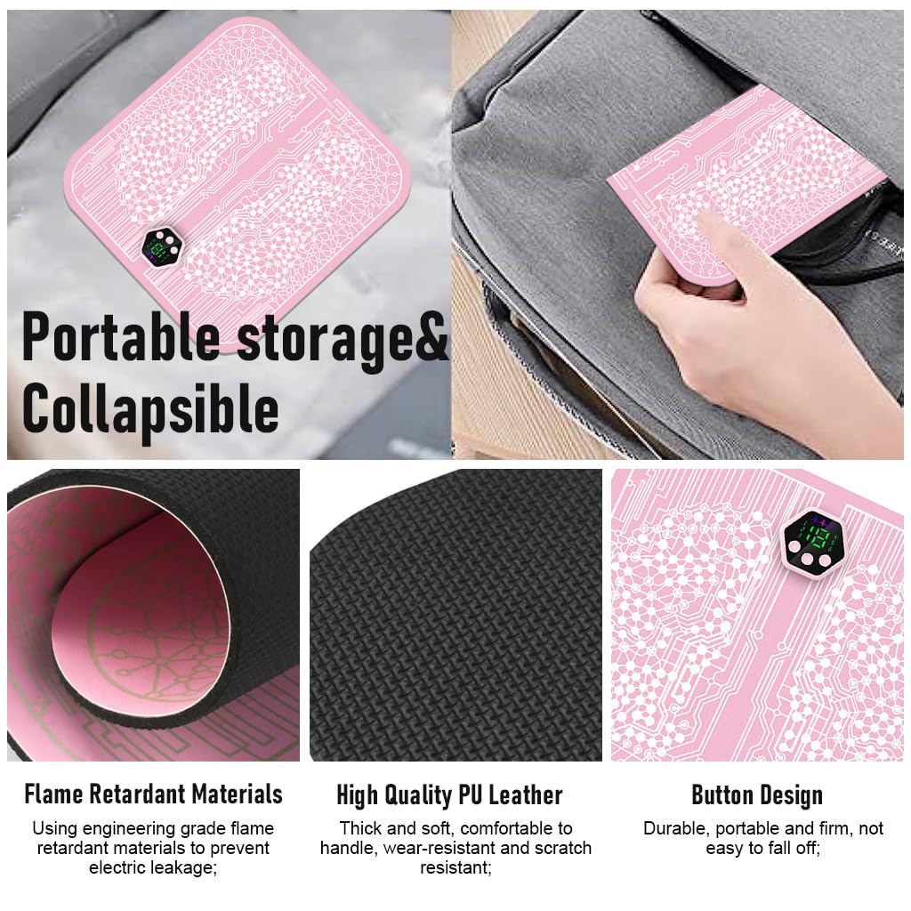 HANNEA Foot Massager for Pain Relief, EMS Foot Massage Pad, Electric Portable Wireless Rechargeable Massager Pad with 6 Modes, 19 Strength Levels (Pink) HANNEA Foot Massager for Pain Relief, EMS Foot Massage Pad, Electric Portable Wireless Rechargeable Massager Pad with 6 Modes, 19 Strength Levels (Pink)